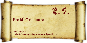 Madár Imre névjegykártya